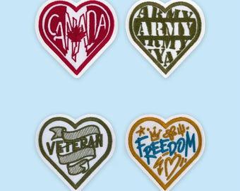 Canada Heart Patch: Embroidered Iron-On for Veteran Jacket, Army Vest, Freedom Bag, Country Pride Outfit Accent