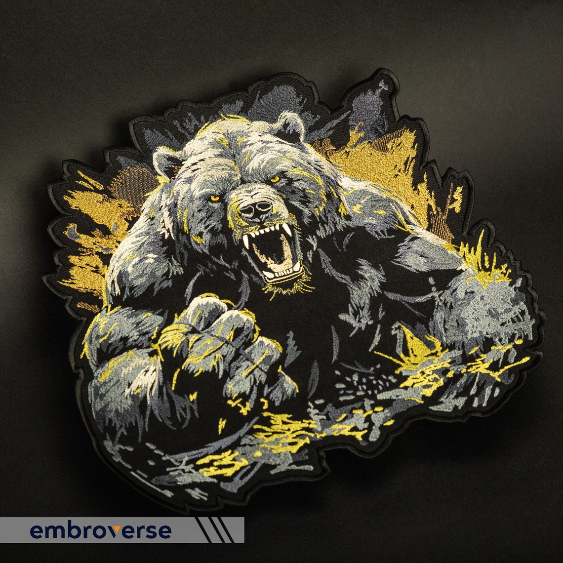 Brutal Grizzly Bear Large Back Patch - Embroidered Wild Angry Beast ...