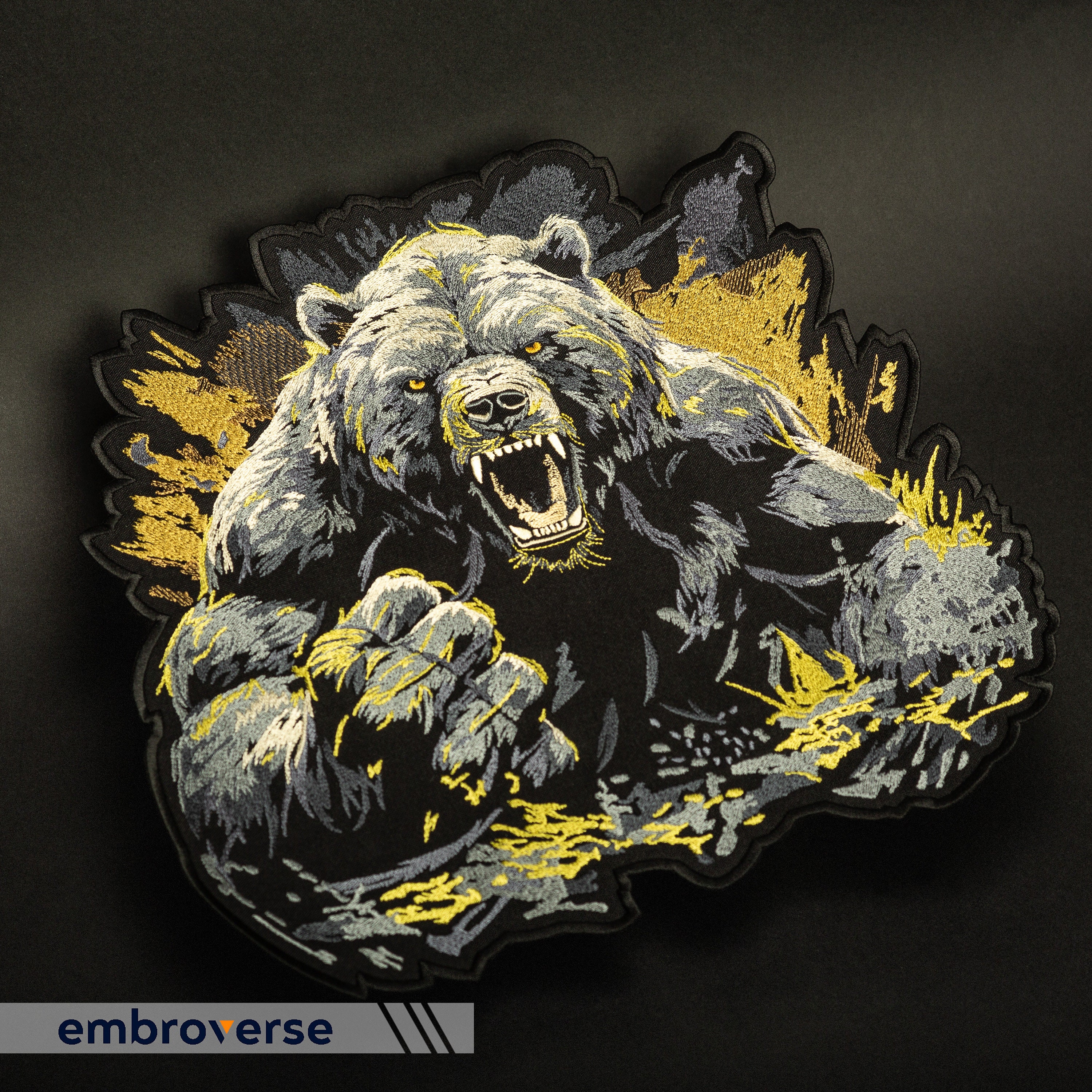 Brutal Grizzly Bear Large Back Patch - Embroidered Wild Angry Beast ...