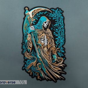 Grim Reaper Large Embroidered Patch - Death Back Patch - Skull-themed ...