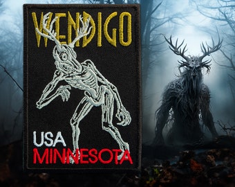 Wendigo Patch - Mystic Evil Spirit, Minnesota, USA Travel Patches - Embroidered Iron On - 2.8 x 3.9 inches