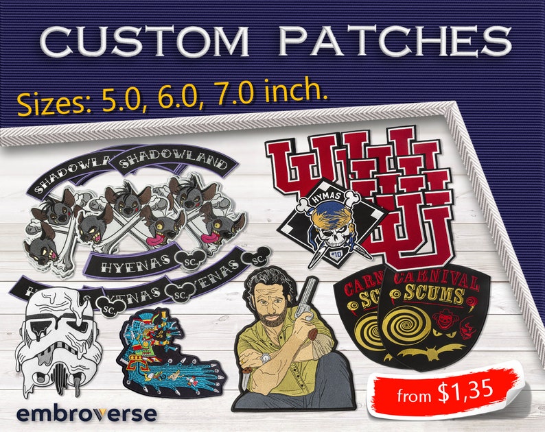 Custom Patches Embroidered Iron on Sew On Etsy