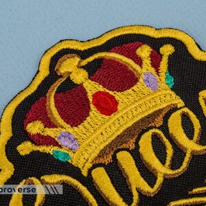 Queen Patch - Embroidered Gold Crown - Iron on Cool Patches - Size: 4.1 ...