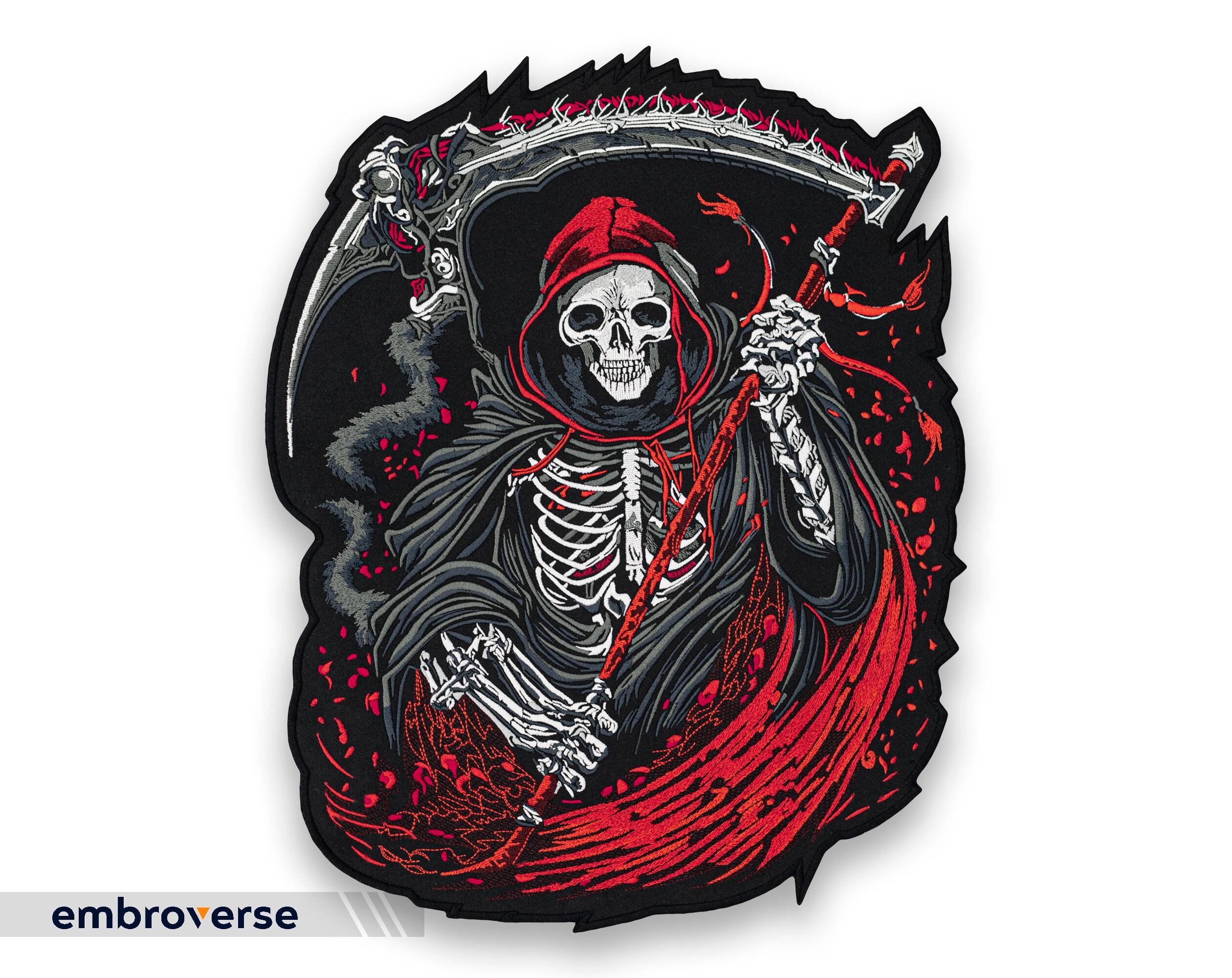 Grim Reaper Biker Back Patch - Large Embroidered Death Symbol for ...