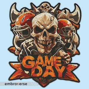 Gestickter Football Skull Back Patch: Biker Sport Fan Bekleidung