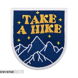 Take a Hike Travel Patch - Mountains Wander - Embroidered Iron On Patches - Size: 3.2 x 3.5 inches