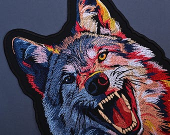 Lone Wolf Patch for Bikers, Motoclub Jacket, Large Patch, Back