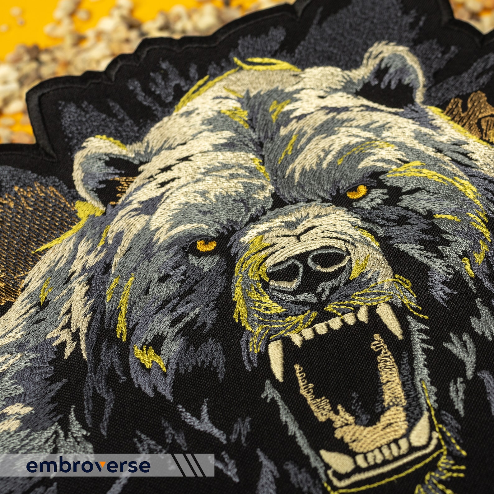 Brutal Grizzly Bear Large Back Patch - Embroidered Wild Angry Beast ...