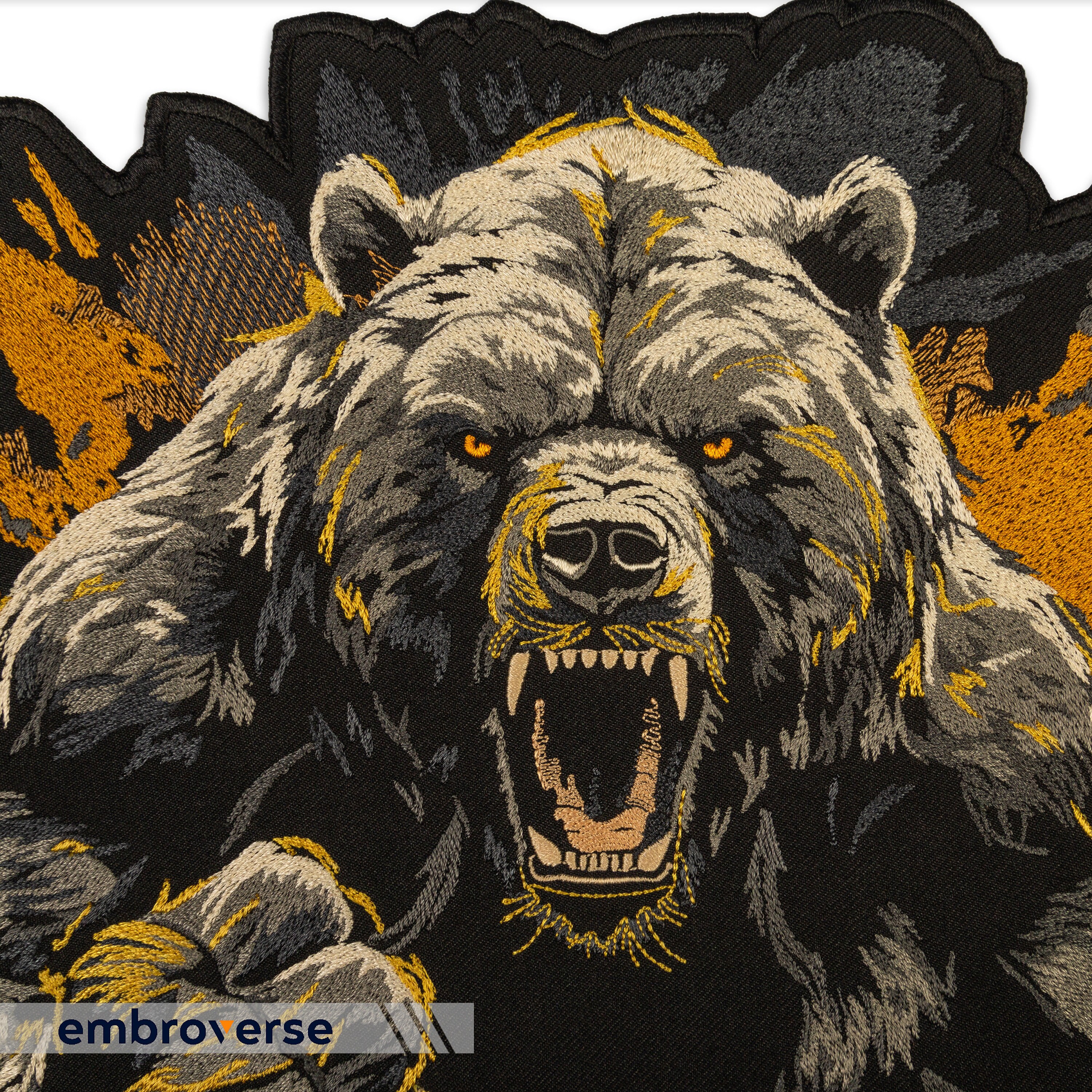 Brutal Grizzly Bear Large Back Patch - Embroidered Wild Angry Beast ...
