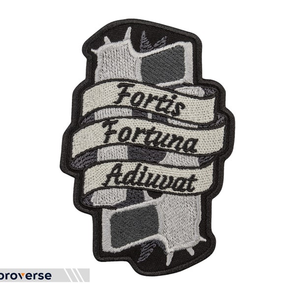 Fortis Fortuna Adiuvat Patch - Fortune Favors The Brave Morale Tactical Embroidered Patch - Iron On - Size: 2.8 x 4.2 inches