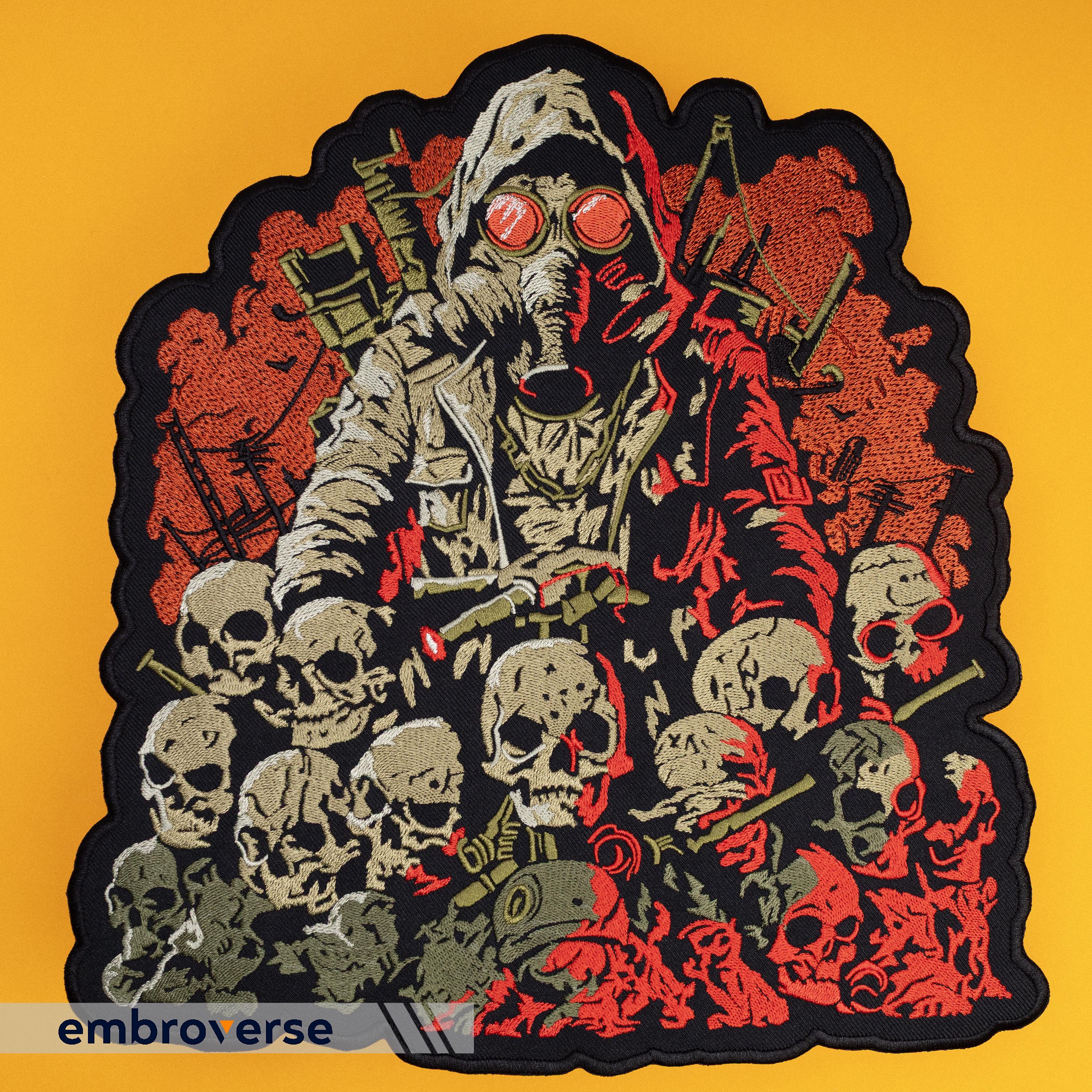 Apocalyptic Stalker Embroidered Patch: Gas Mask Warrior, Red Wasteland ...