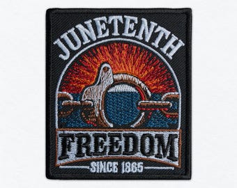 Juneteenth-tygmärke - Broken Shackle Sunrise, 1865 Black History Broderat Stryk-på