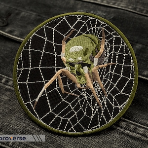 Spider Skull Patch - Mystic Skeleton Web - Punk Patches - Iron On  - Size: 3.9 inches