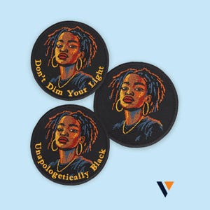 Black Girl Empowerment Embroidered Patch: Locs Hairstyle, Feminist Jacket