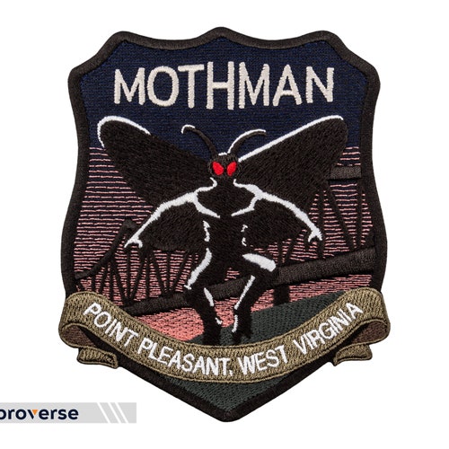 cryptozoology Point Pleasant WV MOTHMAN Moth man Cryptid embroidered patch cryptozoology Point Pleasant WV MOTHMAN Moth man Cryptid embroidered patch