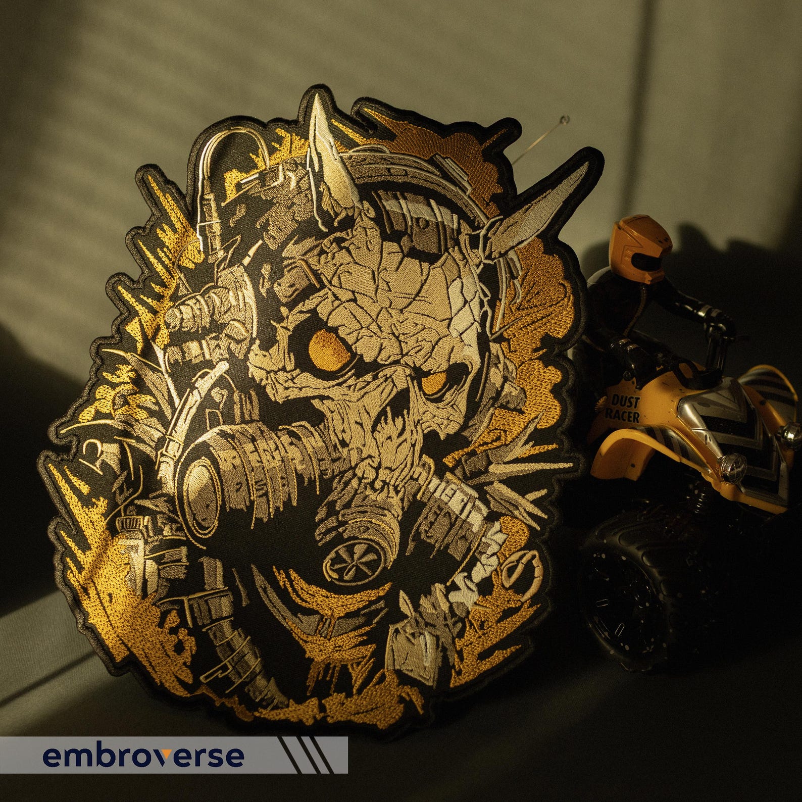 Horned Skull Gas Mask Large Back Patch, Post-apocalyptic Wasteland ...