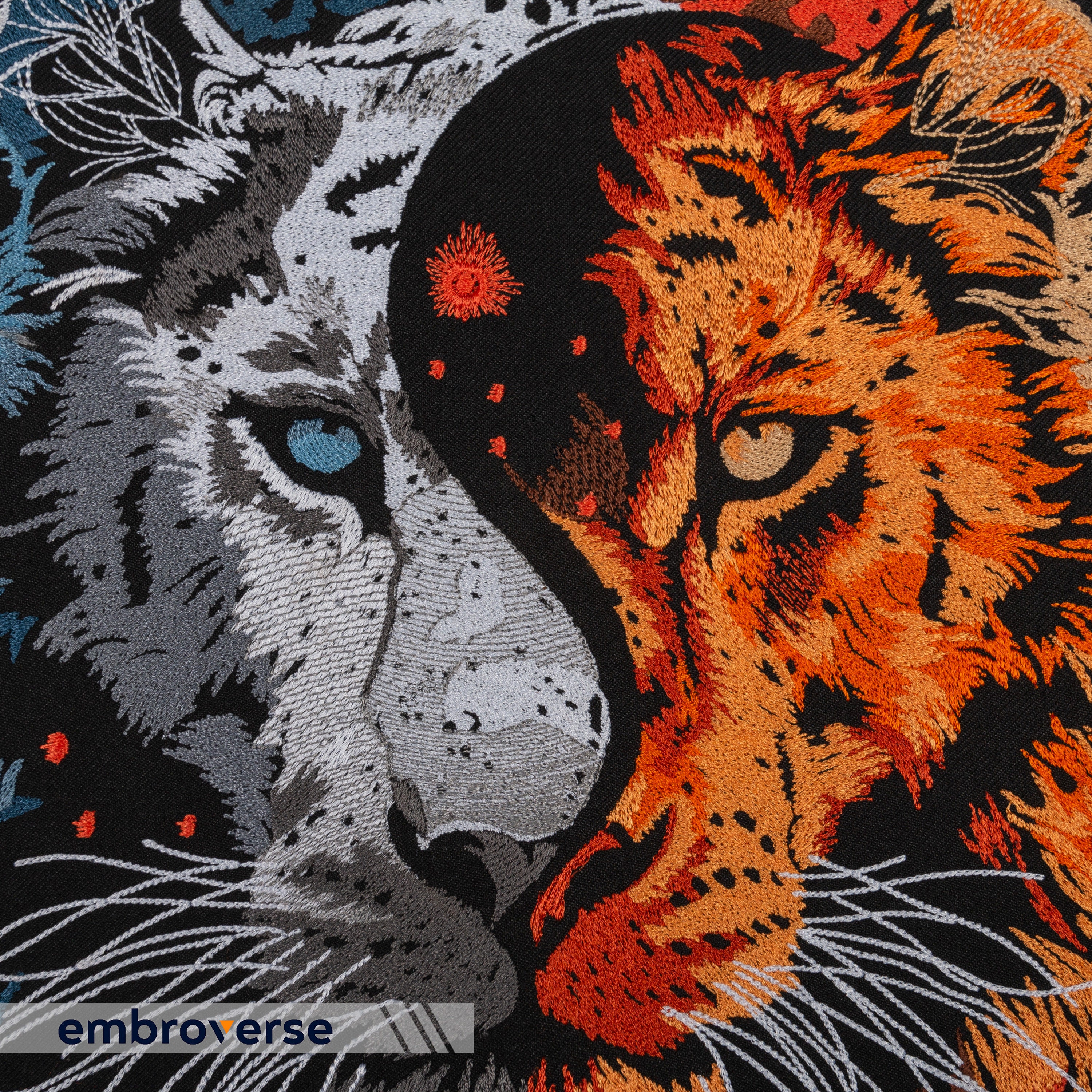 Yin Yang Lion Large Embroidered Patch - Royal Animal Back Jacket