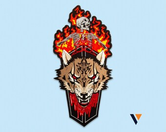 Hell Wolf Rückenaufnäher: Gesticktes Fire Skull Emblem