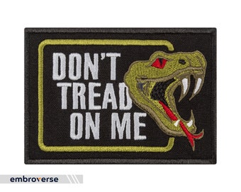 Don’t Tread on Me Patch - Angry Snake Morale Tactical Embroidered Patch - Iron On - Size: 4 x 2.9 inches