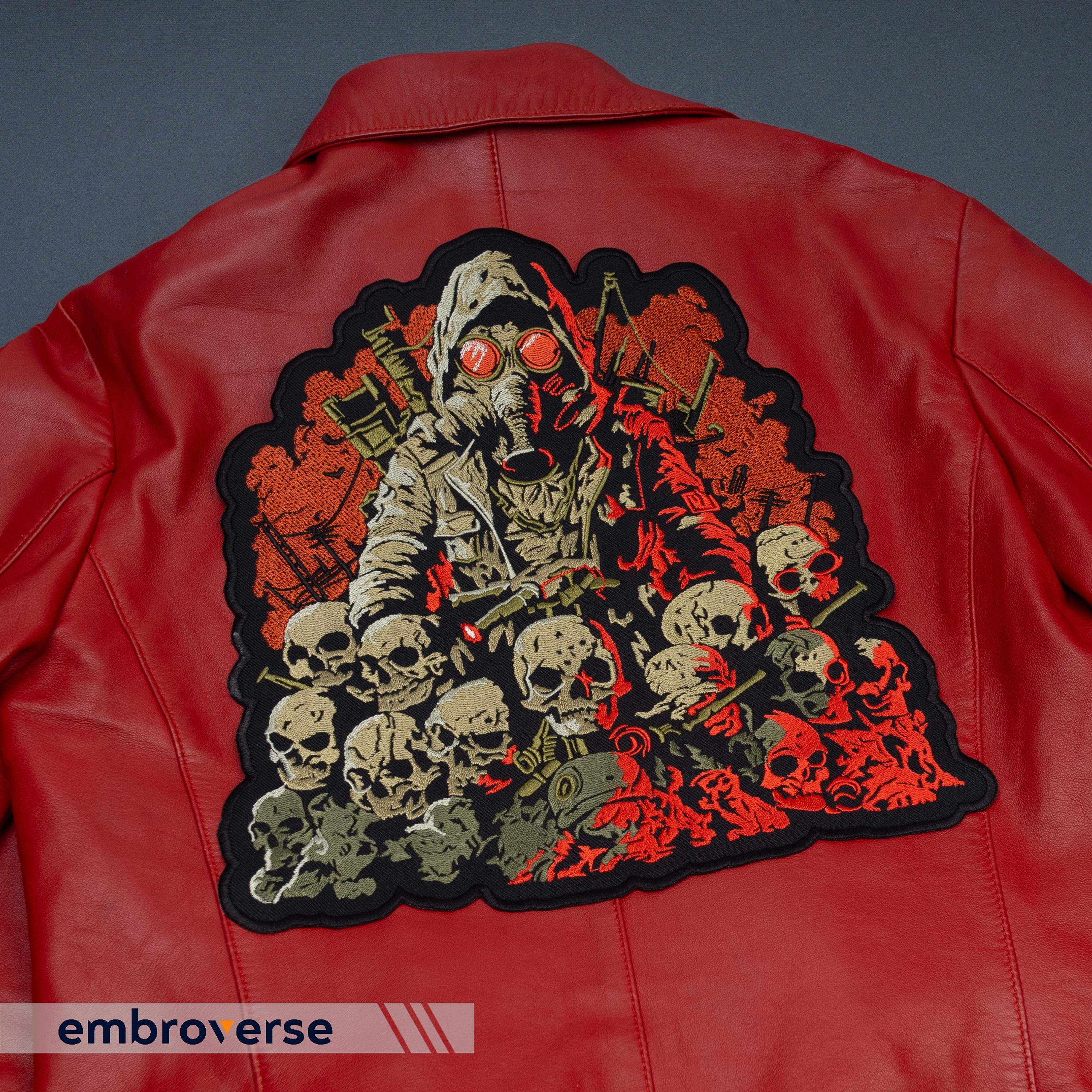 Apocalyptic Stalker Embroidered Patch: Gas Mask Warrior, Red Wasteland ...