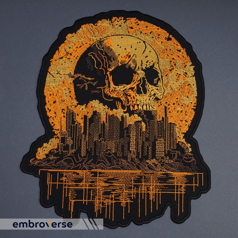 Wasteland Reaper Skull City Inferno Embroidered Back Patch ...