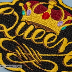 Queen Patch - Embroidered Gold Crown - Iron on Cool Patches - Size: 4.1 ...