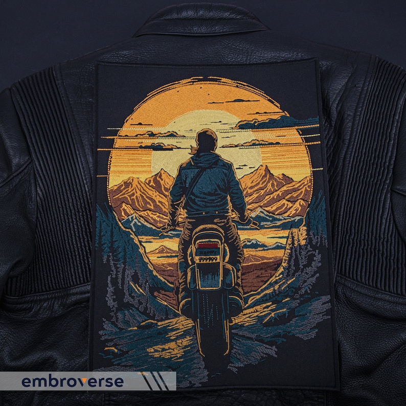 Distance Rider Back Patch True Mountain Biker Large Back Patch, Embroidered Sunset Travel ...