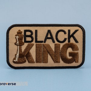 Black King Royalty Patch - Embroidered BLM Chess King - Iron On Patches - Size: 3.9 x 2.3 inches