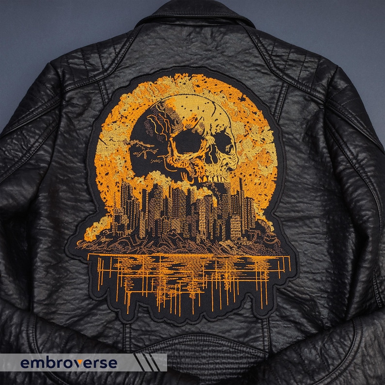 Wasteland Reaper Skull Embroidered Patch: Apocalyptic Biker Iron-on ...