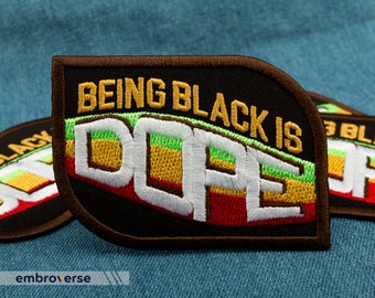 Ser negro es parche de droga - bordado colorido - Orgullo negro - Parches para planchar - 3,5 x 2,5 pulgadas