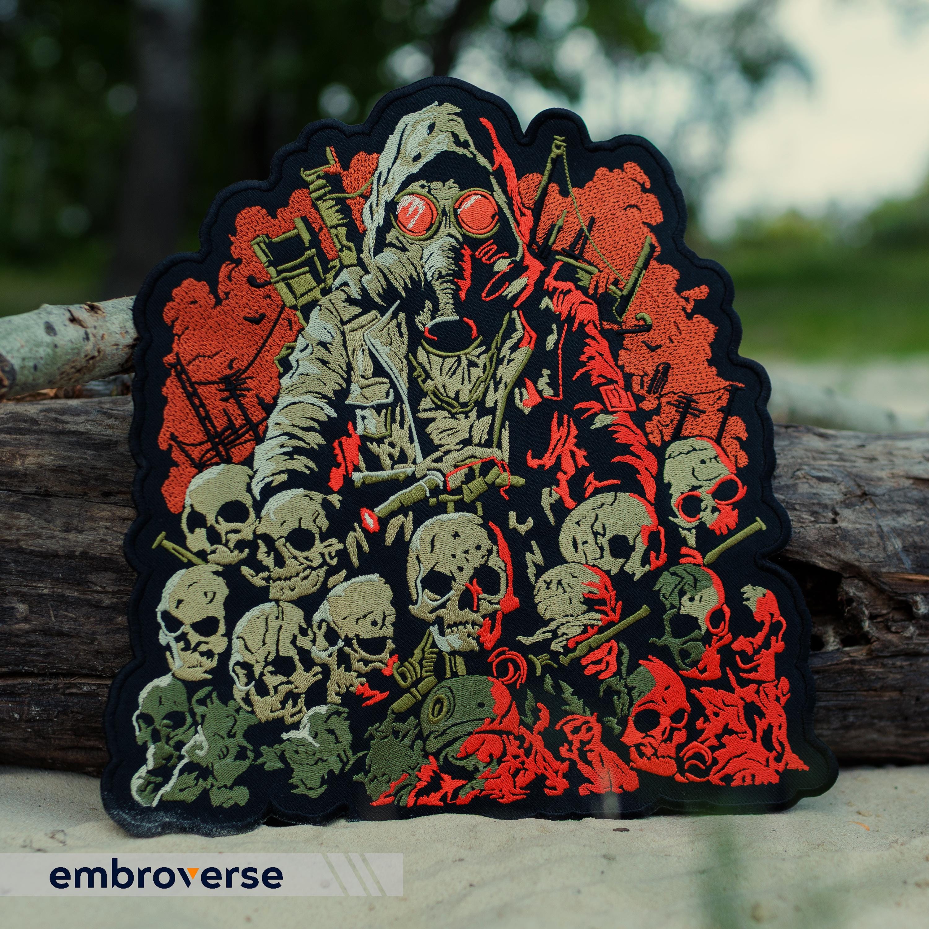 Apocalyptic Stalker Embroidered Patch: Gas Mask Warrior, Red Wasteland ...