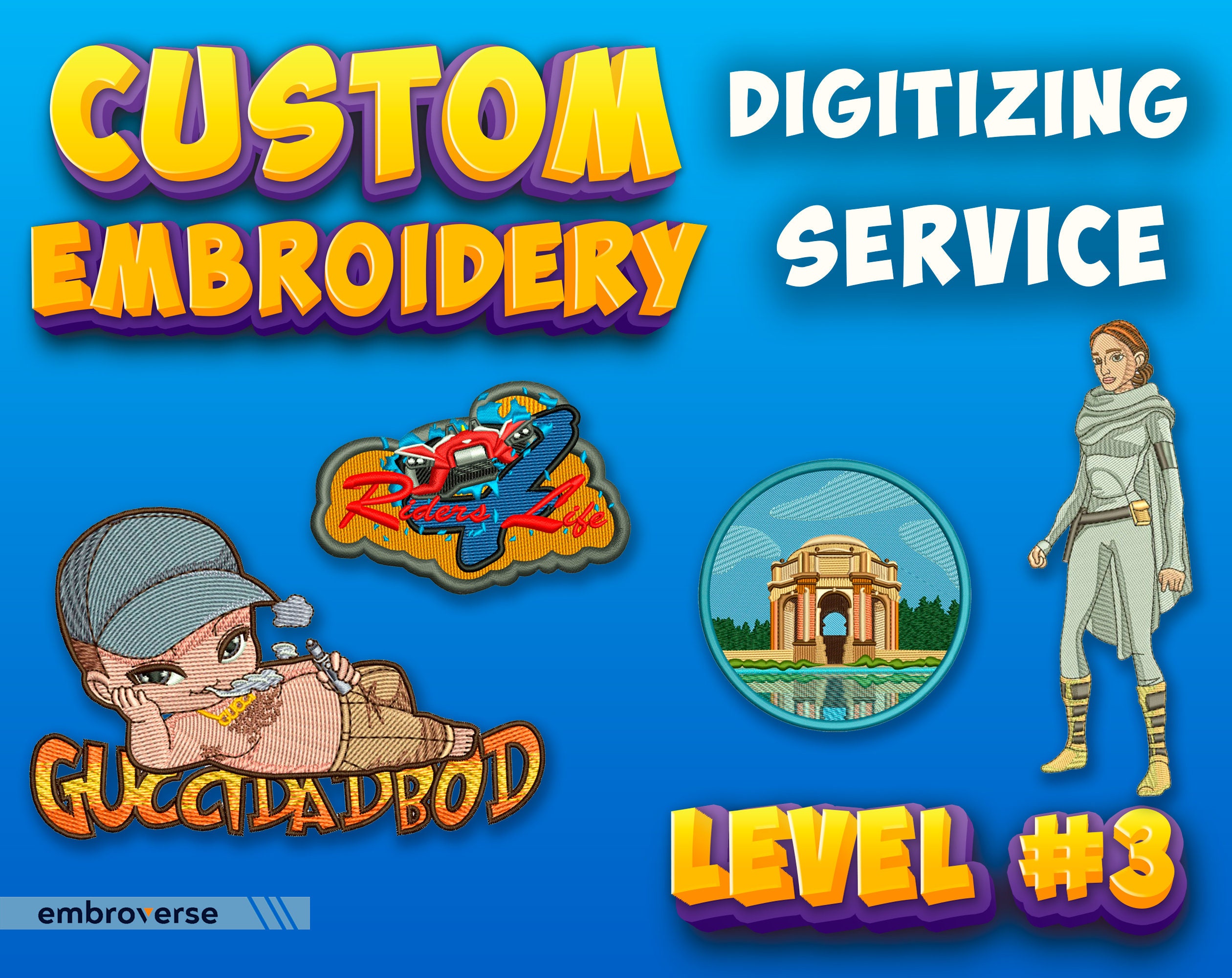 CUSTOM EMBROIDERY Digitizing Service Sewing & Needlecraft Embroidery