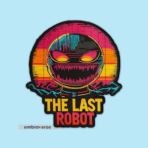 The Last Robot Large Embroidered Back Patch - Retro Cyberpunk Monster, Apocalyptic Wasteland Survivor, Doomsday Biker Jacket Accessory