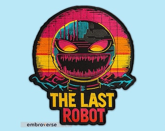 Geborduurde cyberpunk-robotpatch: accessoire apocalyptisch motorjack