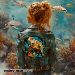 Lifelike Sea Turtle Large Back Patch - Realistic Oceanic Peaceful ...