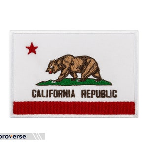 California State Flag Patch - Embroidered Grizzly Bear Flag - Iron on Emblem Patches - Size: 4 x 2.8 inches