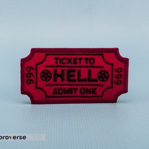 Ticket to Hell broderad stryklapp - Admit One Demon - Rolig gotisk punknyhet