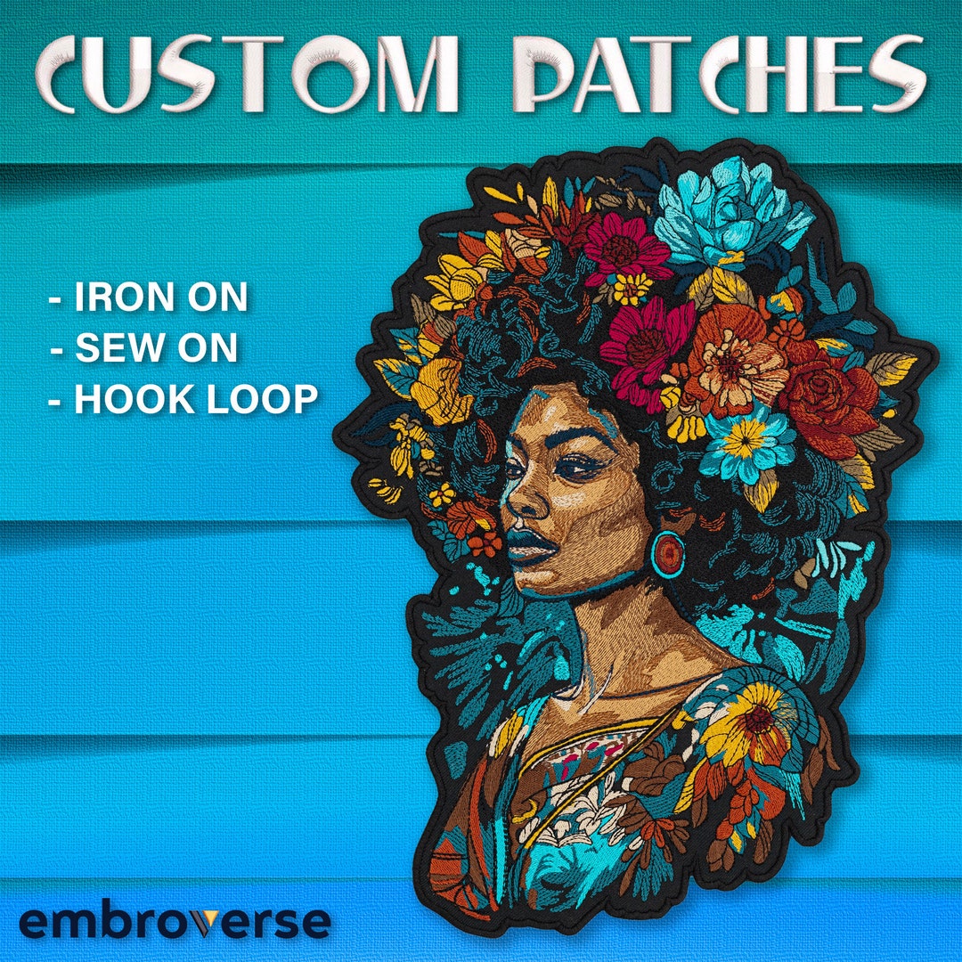 Large Custom Patches Embroidered Iron on Sew on Hook Loop - Etsy