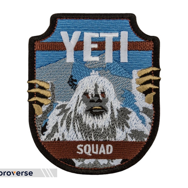 Yeti Squad Patch - Bigfoot Face Sasquatch Cryptozoology Paranormal Monster - Embroidered Iron On Patches - Size: 3.8 x 3.1 inches