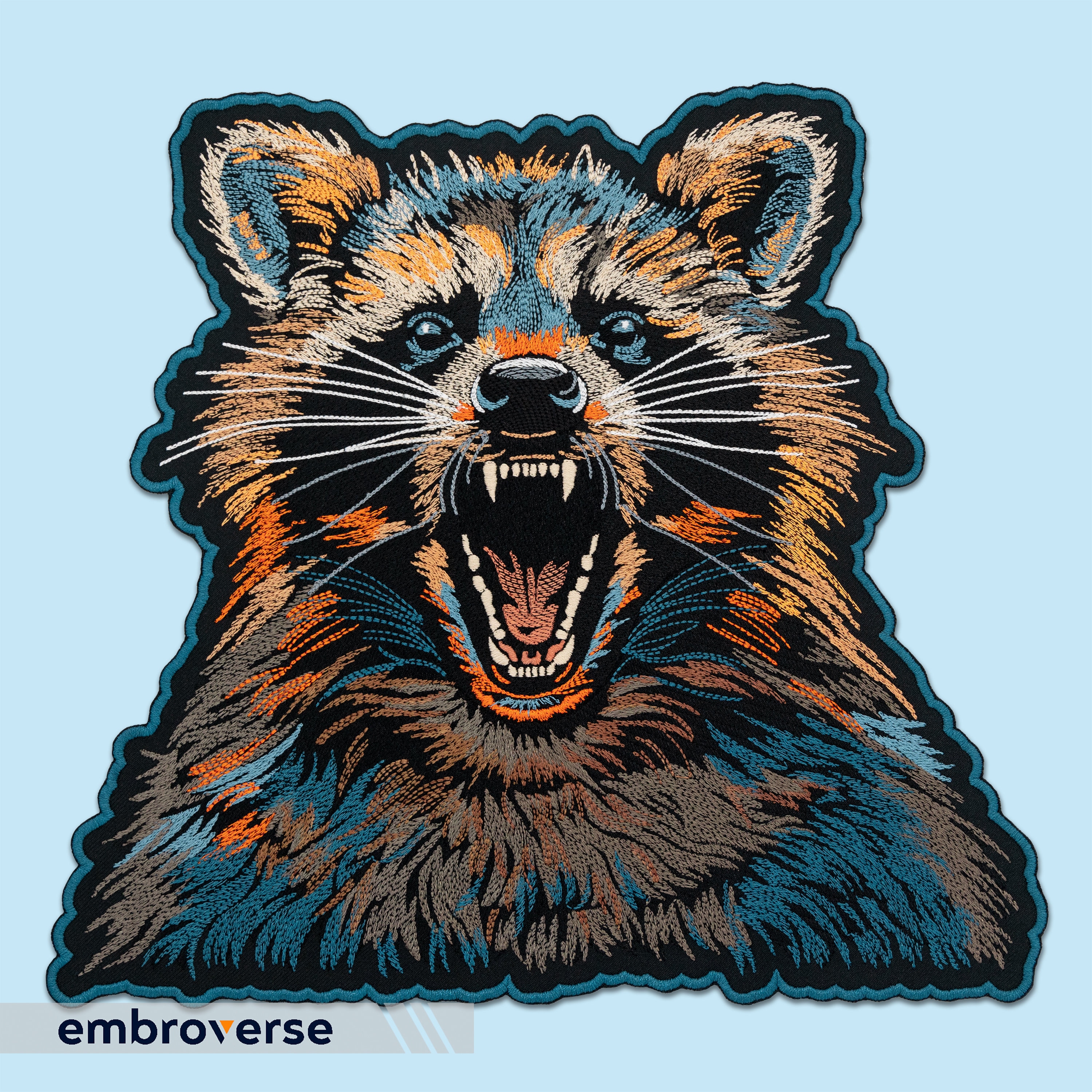 Fierce Raccoon Large Embroidered Patch - Realistic Angry Wild Animal ...