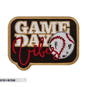 Game Day Vibes Patch - Baseball Fans Sport Emblem - Embroidered Iron On Patches - Size: 3.5 x 2.6 inches