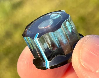 Manopola rotante trasparente azzurro / nero opaco
