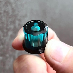 Moog Clone Knob - Transparent Türkis / Opak Schwarz Farbe - mit Farbpunkt oder ENCODER