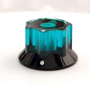 Big Guitar / Synthesizer Knob - Transparent Turquoise / Opaque Black Color - 1 inch diameter