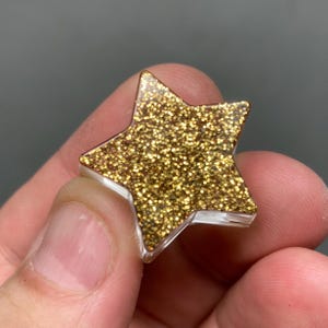 Star-gitaar-/basknop - sprankelend gouden glitter