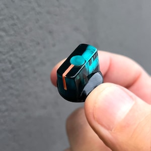Transparent Turquoise / Opaque Black knob - Guitar Pedal etc - Davies 1510 Clone