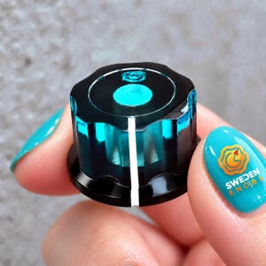 Transparent Turquoise / Opaque Black Rotary knob