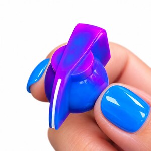 Wijzerknop kipkop: helder violet / hemelsblauw fluorescerend neon