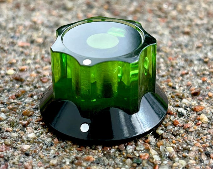 Big Guitar / Synthesizer Knob - Transparent Green / Opaque Black Color - 1 inch diameter