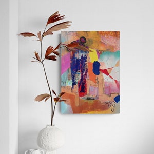 Väggkonst med blandteknik, collage - Färgglad väggkonst på papper - Abstrakt målning original - Intuitiv målning - Prisvärd konst bild 2
